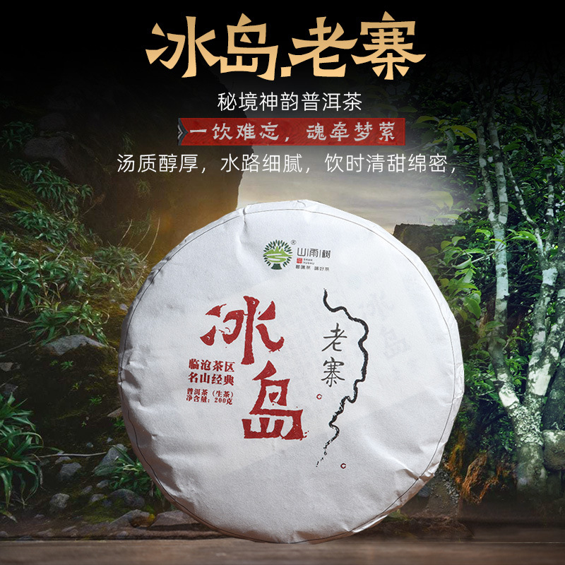 普洱茶生茶饼茶冰岛老寨古树头春纯料生普洱200g饼茶勐库茶叶批发